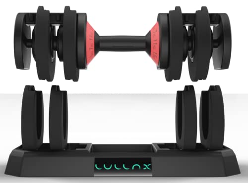 LULLAX - Mancuerna Ajustable hasta 20KG - pesas y mancuernas para casa, pesas ajustables. Kit mancuernas, juego de pesas. Ejercicio en casa - Fitness en casa. Set mancuernas. (1 Mancuerna)
